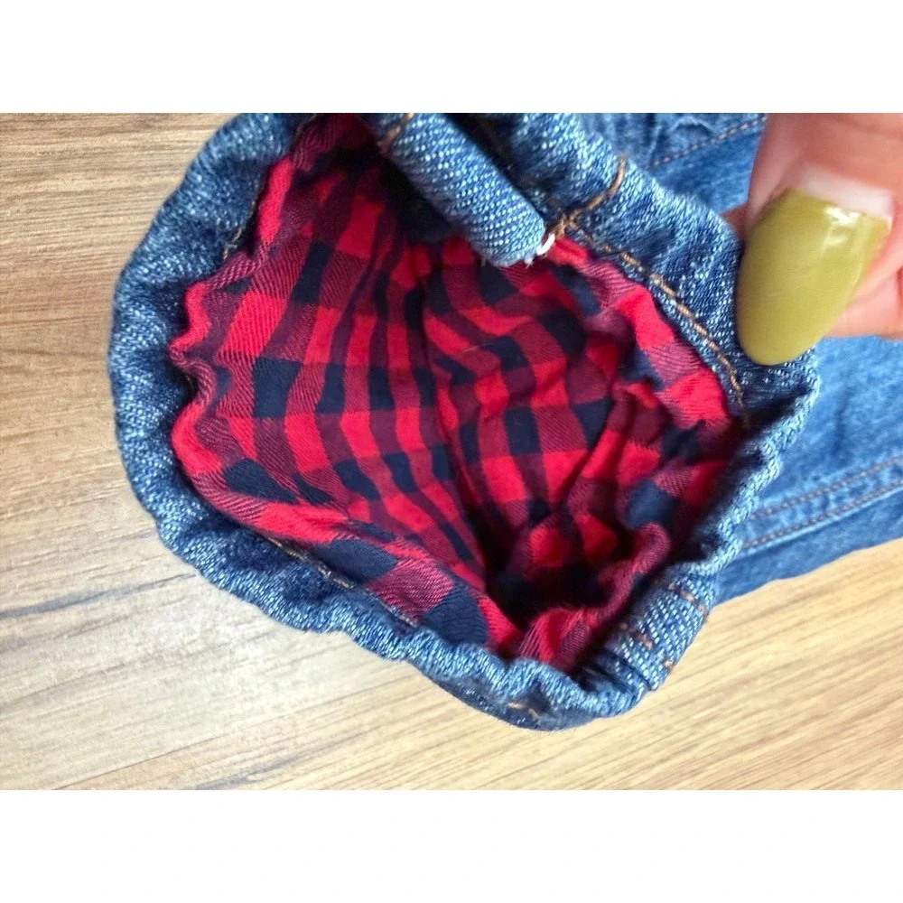 OshKosh B'gosh Girls Denim Overalls Lined Buffalo‎ Plaid – 18M